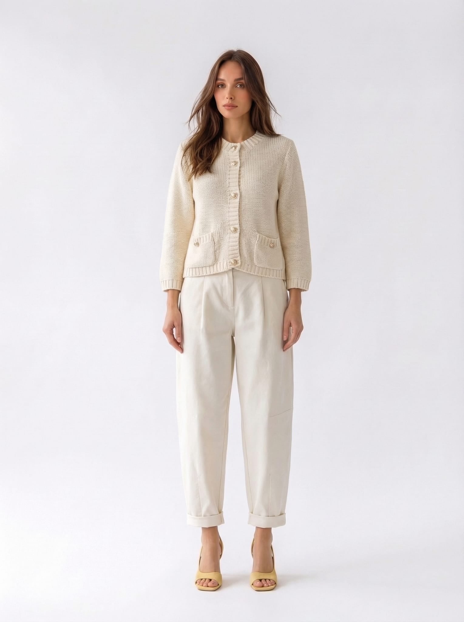 Cardigan Mirea con bottoni gioiello - Burro donna