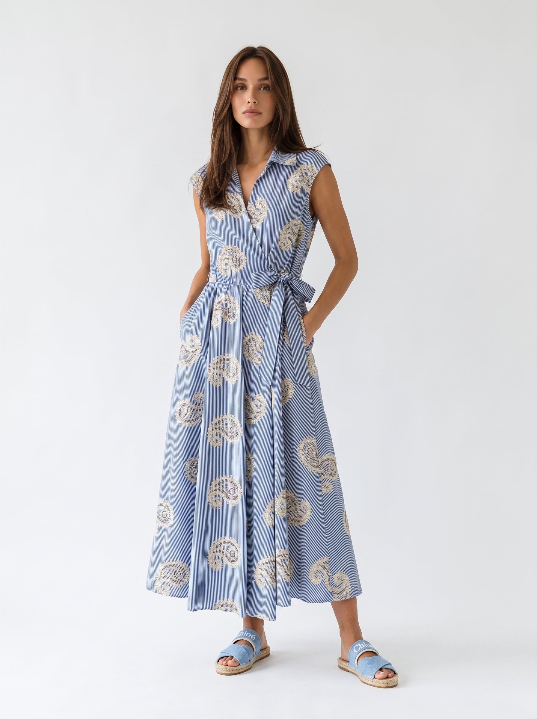 Abito Kyoto - azzurro a righe donna
