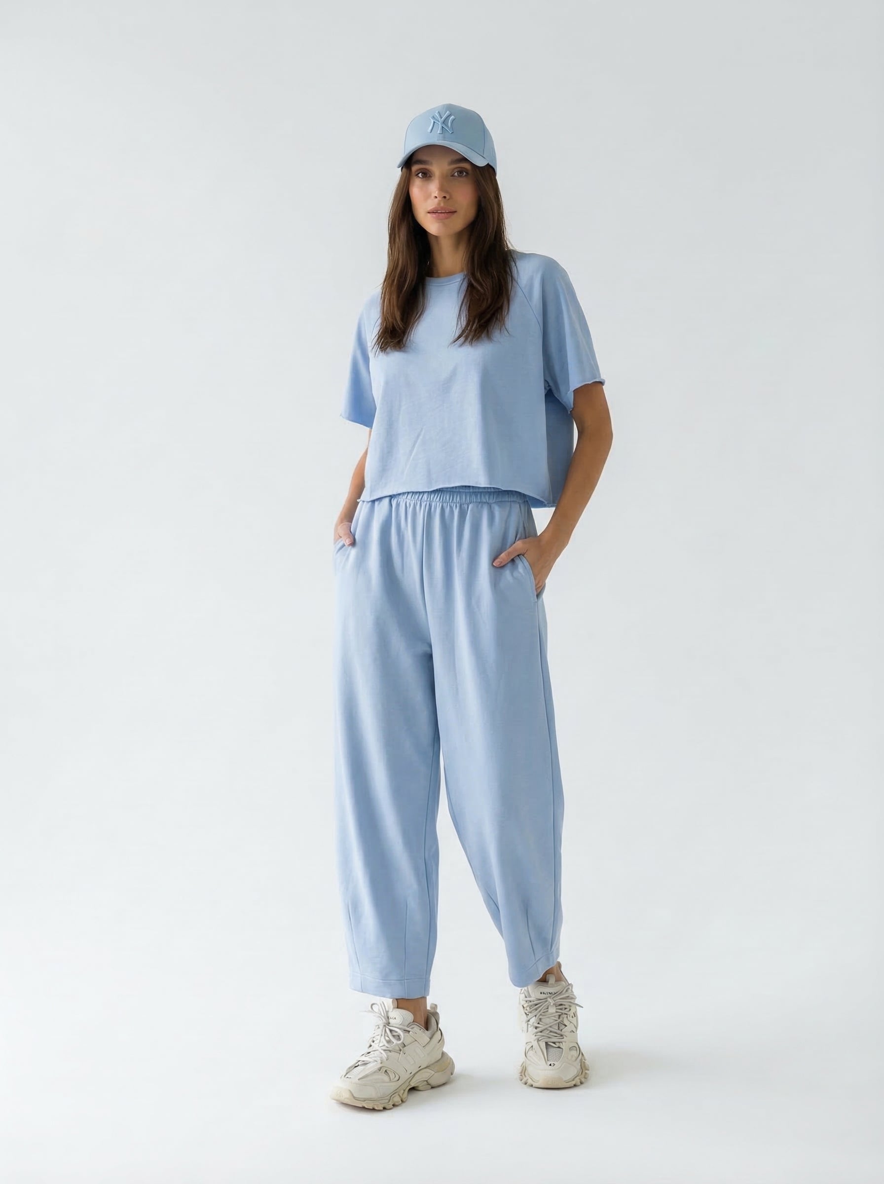 Maglia Cairo oversize con manica ampia – azzurro donna