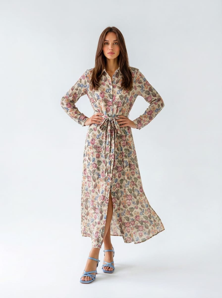 Chemisier Rosalie- beige fantasia floreale donna