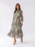 Abito Florelle chemisier in mussola - Verde militare donna