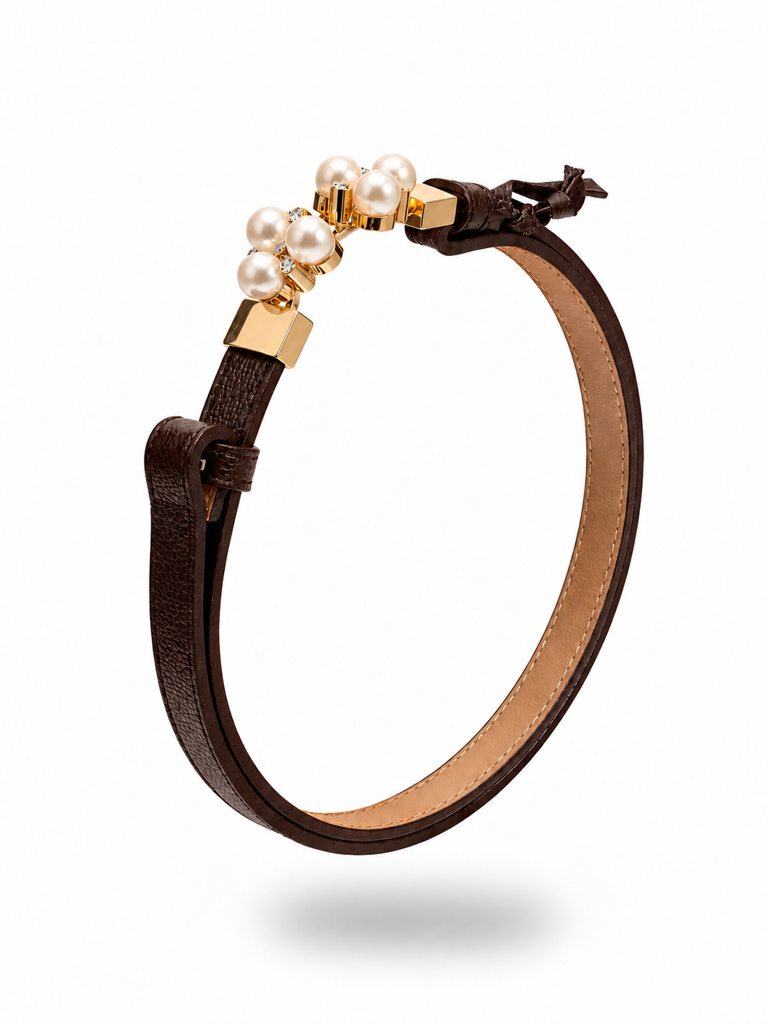 Cintura Perla in vera pelle con fibbia gioiello donna