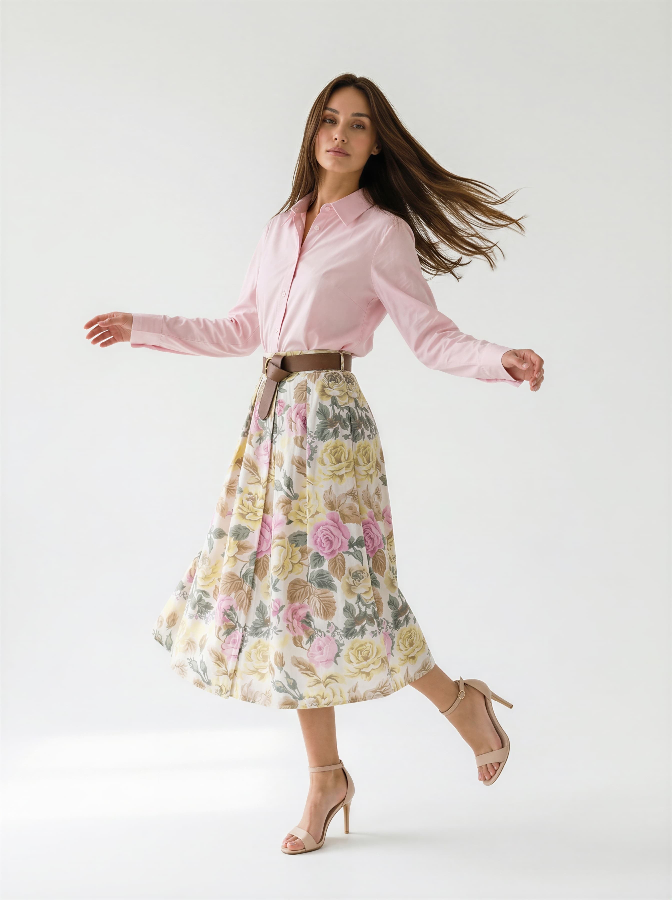 Gonna Delia midi in cotone a fiori – Giallo donna