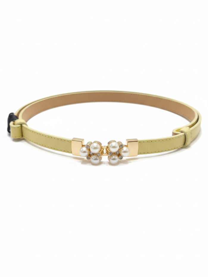 Cintura Perla in vera pelle con fibbia gioiello donna