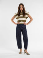 T-Shirt Zaira - Verde olio rigata T-Shirt donna