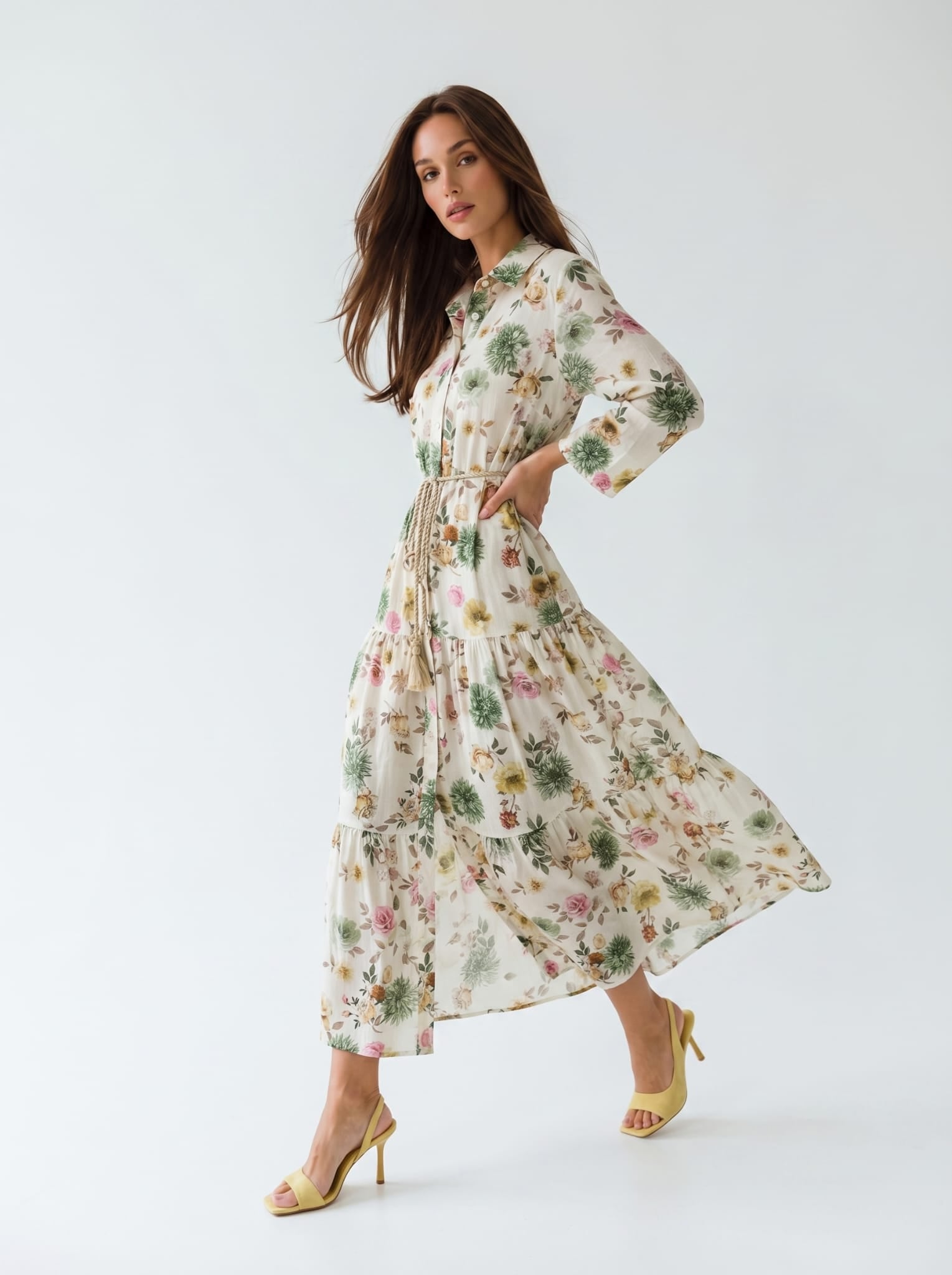 Abito Florelle chemisier fiori di campo - Verde donna