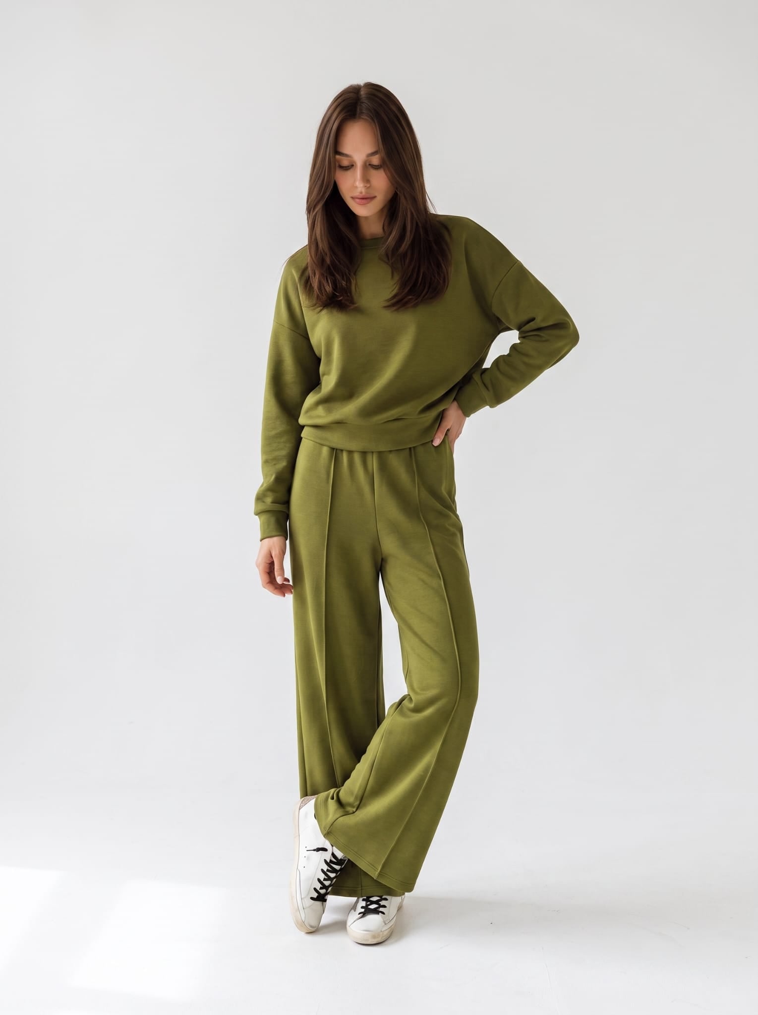 Pantalone Kaia - Verde olio Coordinato donna