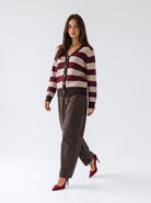 Cardigan Evelisse – Bordeaux/ Beige Cardigan donna