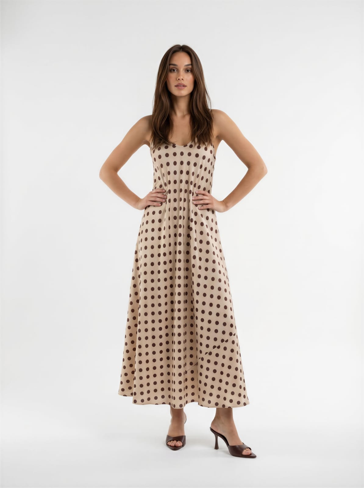 Abito Selene - Burro pois marrone donna
