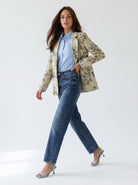 Giacca Vittoria monopetto fantasia -blu donna