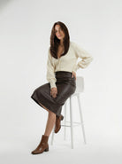 Stella – Cardigan in alpaca morbido Panna donna