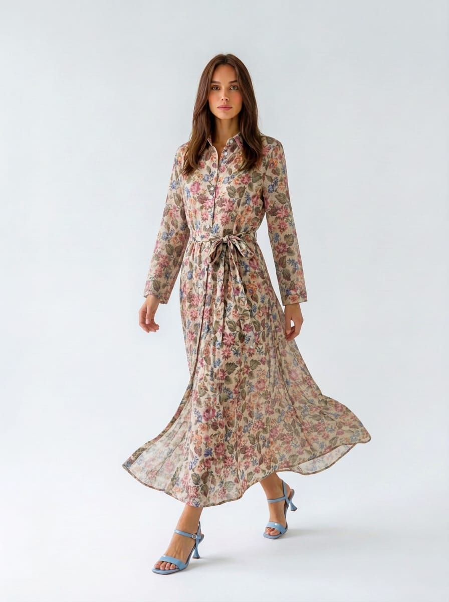 Chemisier Rosalie- beige fantasia floreale donna