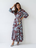 Abito Florelle chemisier in mussola - Bordeaux azzurro donna