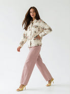 Giacca camicia Lavinia - Fantasia floreale crema e rosa donna