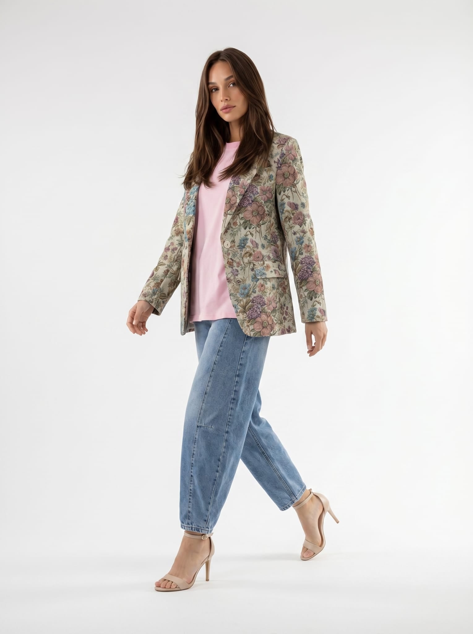 Giacca Vittoria monopetto fantasia -verde donna