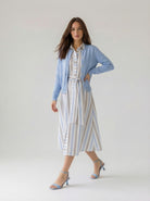 Chemisier Alina - righe azzurro- fango donna