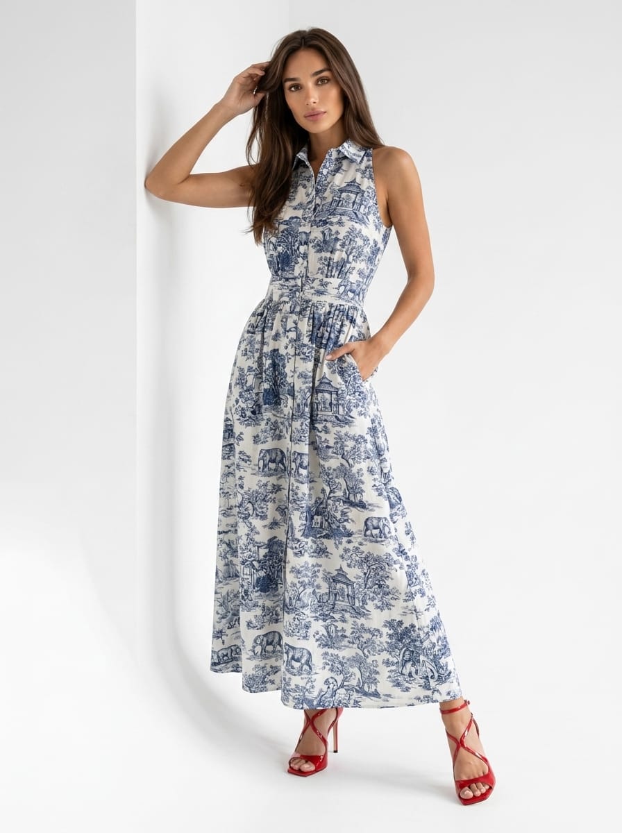 Abito Fiordaliso - Toile de jouy Blu donna