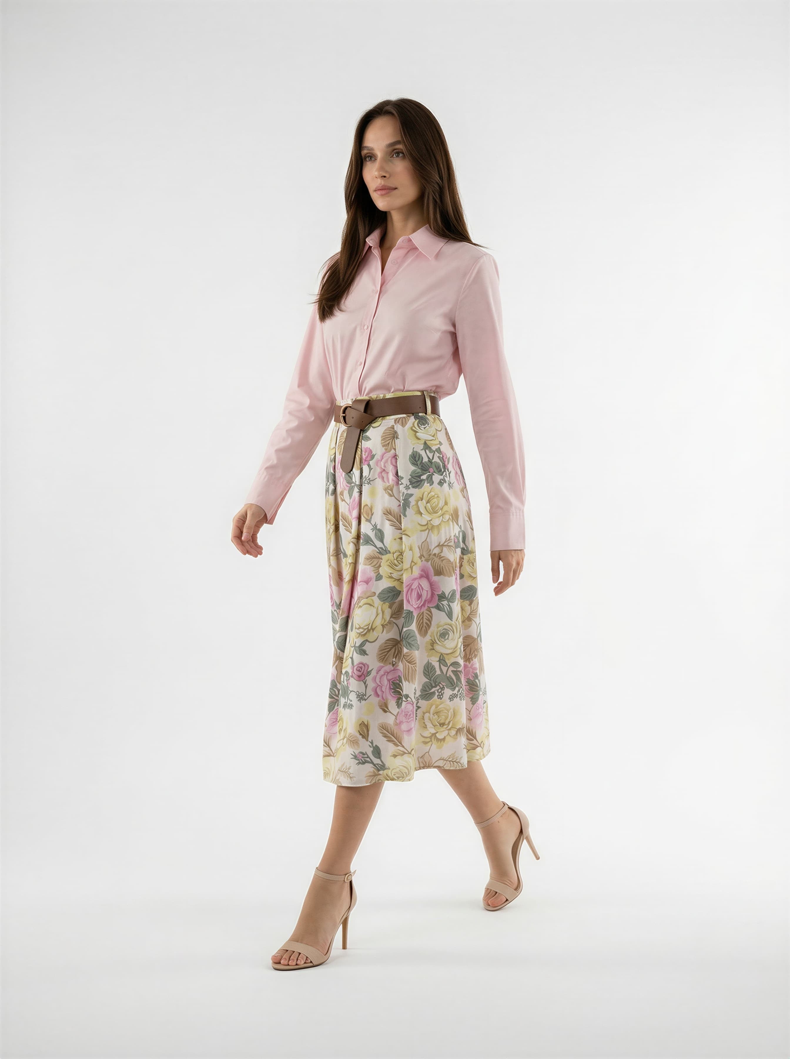 Gonna Delia midi in cotone a fiori – Giallo donna