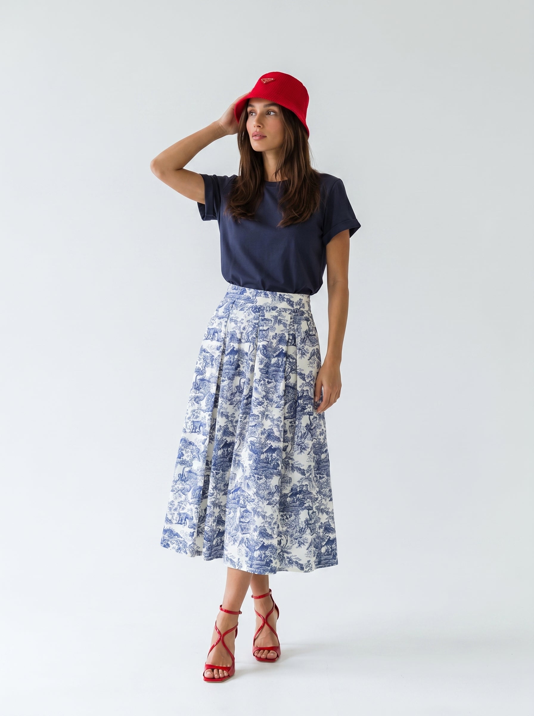 T-shirt Nina basica in cotone stretch – Blu donna