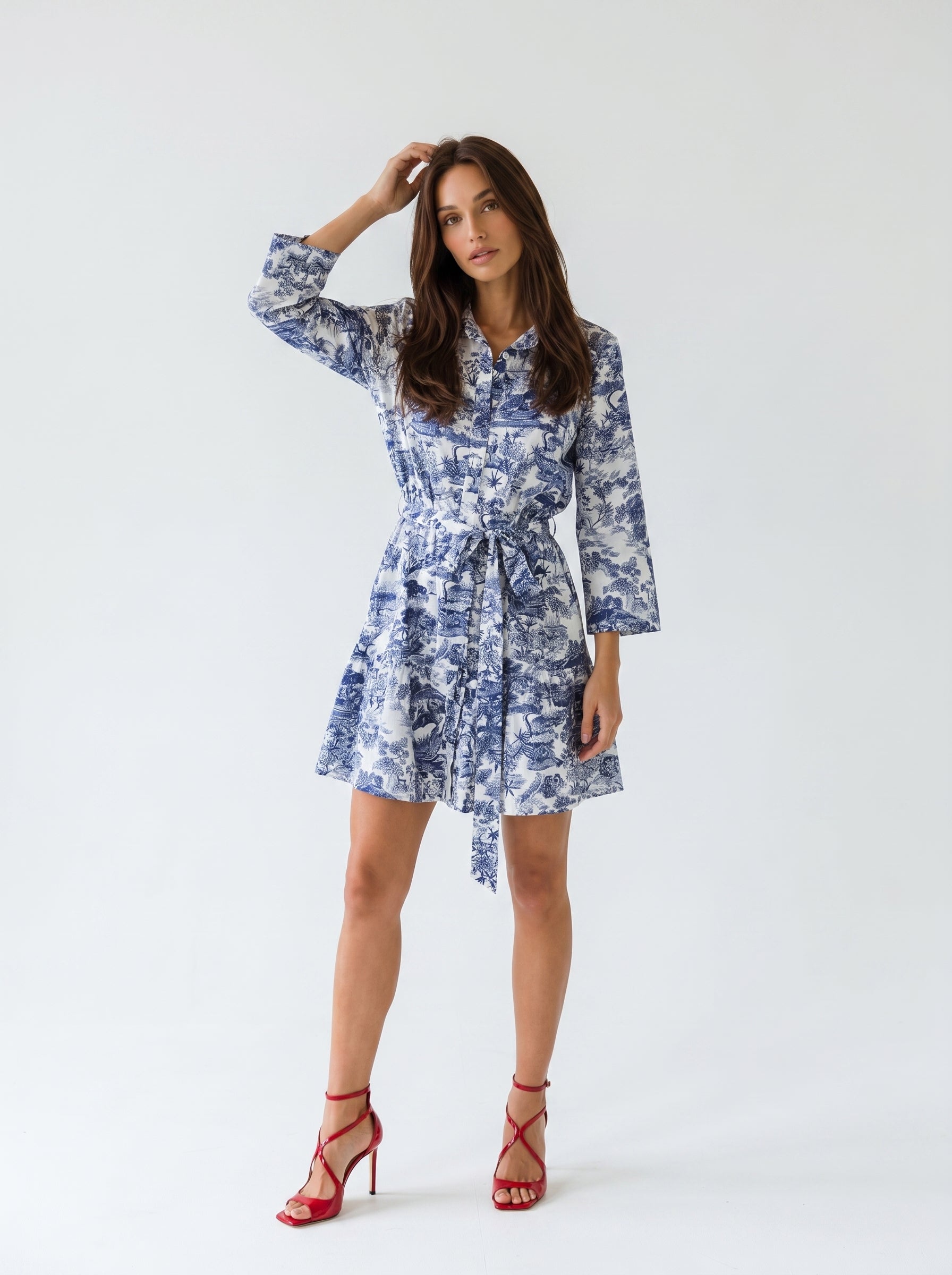 Abito Florelle midi - Toile de jouy blu donna
