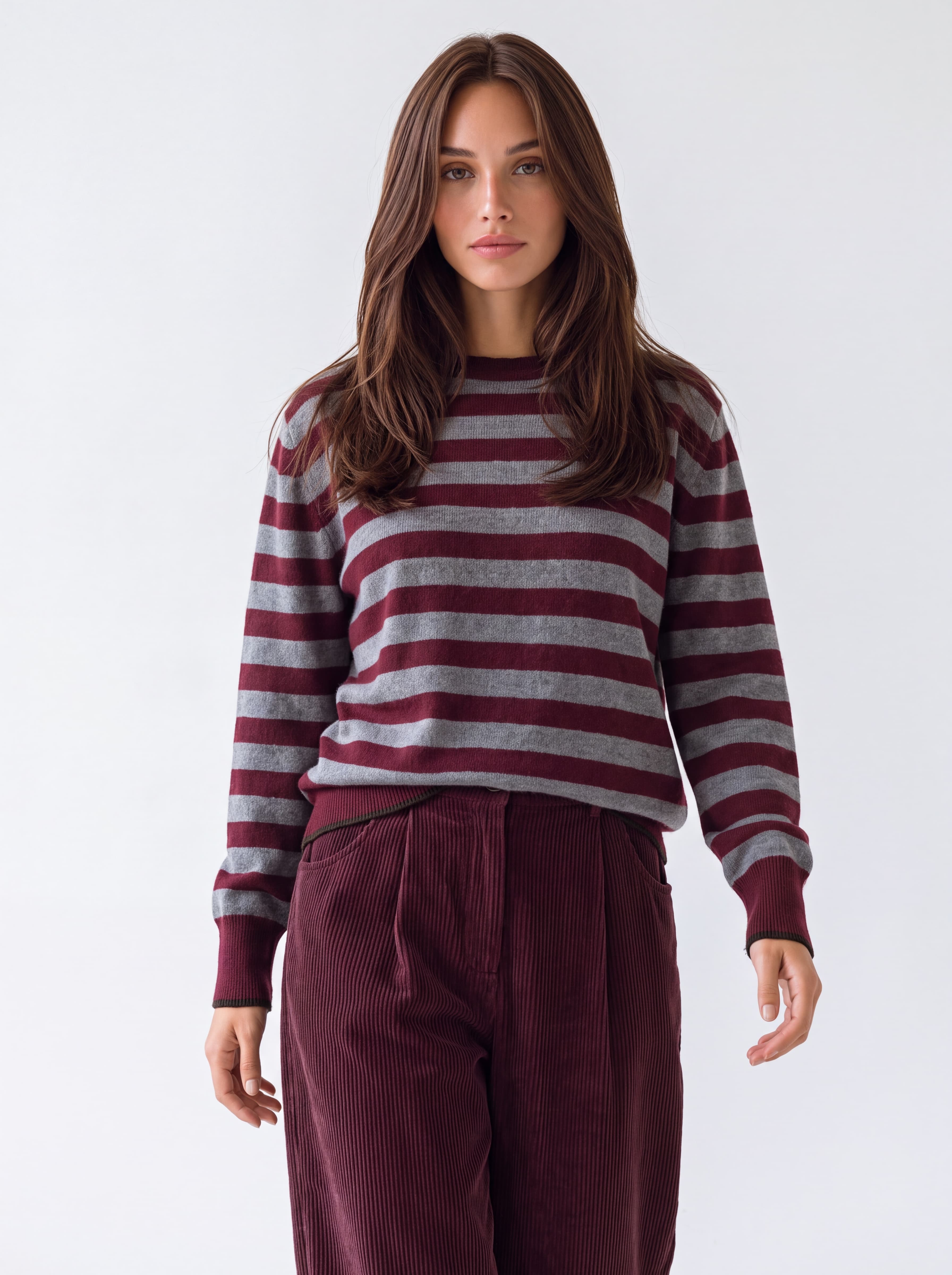 Pullover Roxane – Bordeaux/ Grigio Maglia donna