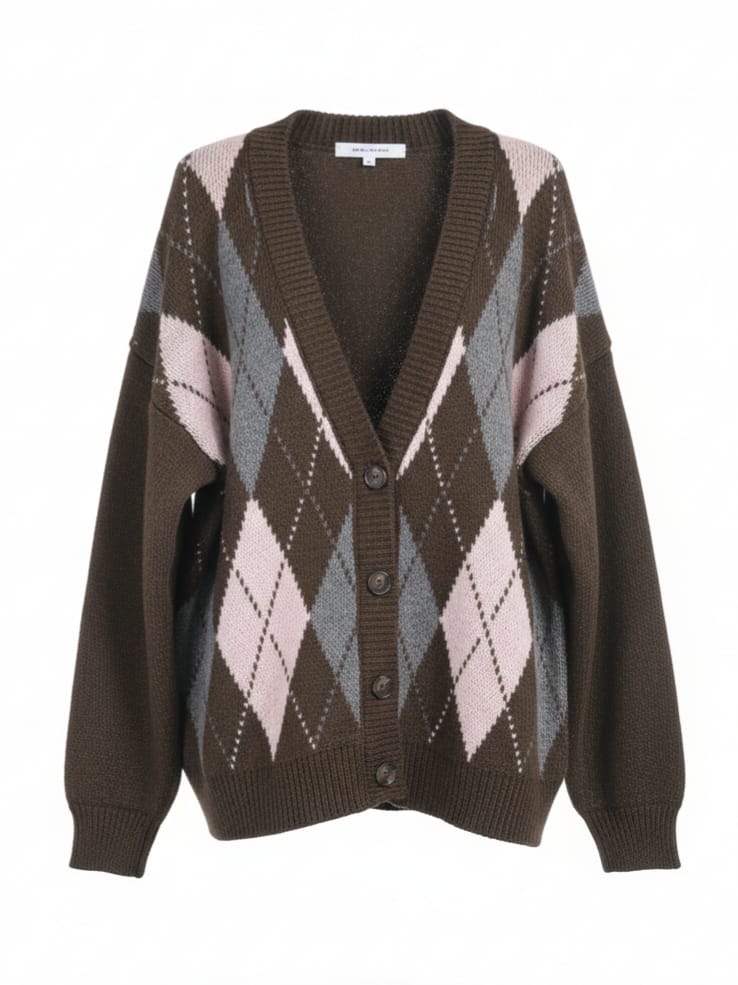 Asmara – Cardigan lana fantasia caldo Marrone e rosa donna