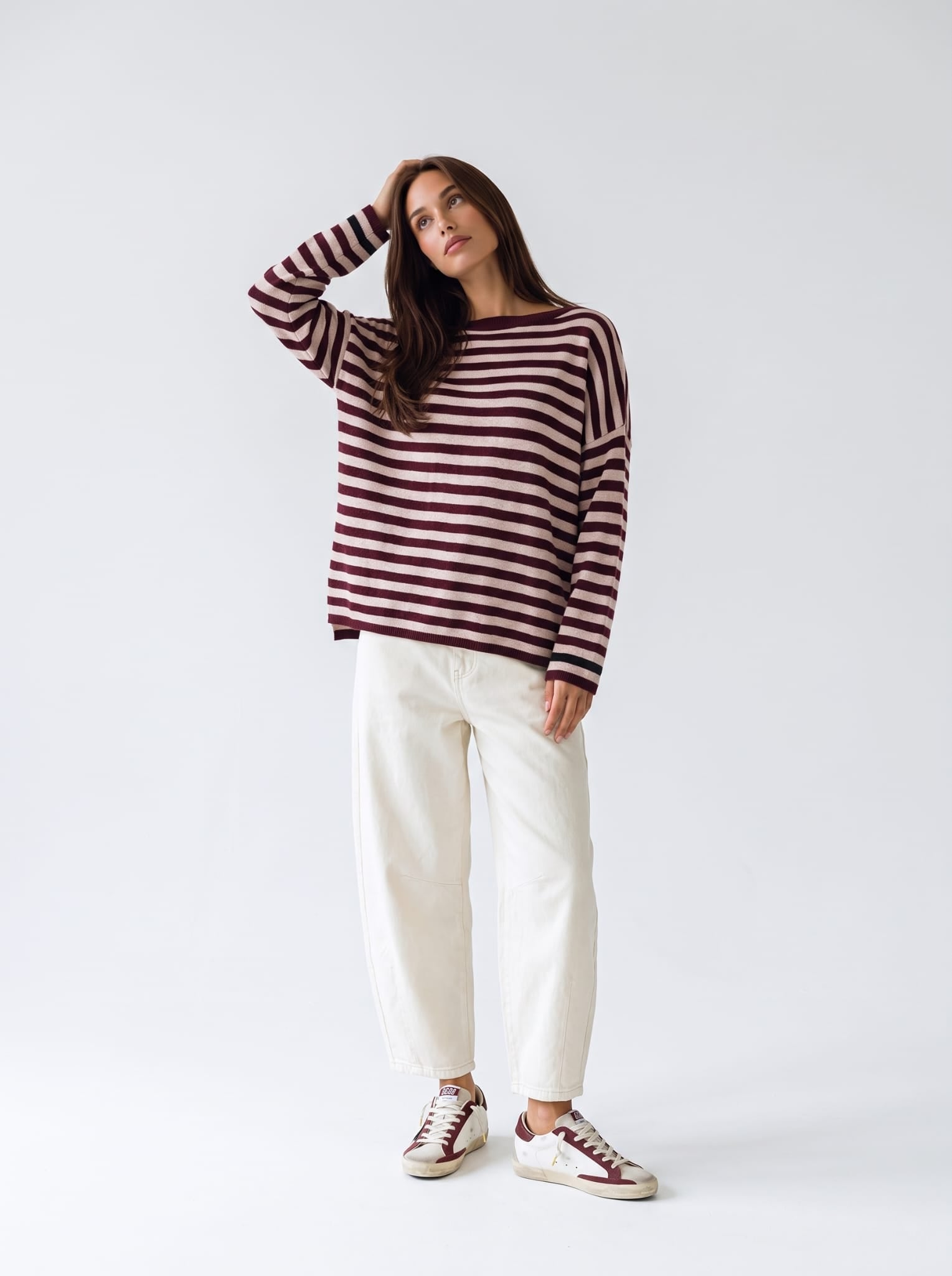 Maxi Pull Orlena – Bordeaux/Rosa Maglia donna