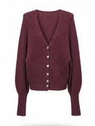 Stella – Cardigan in alpaca morbido Bordeaux donna