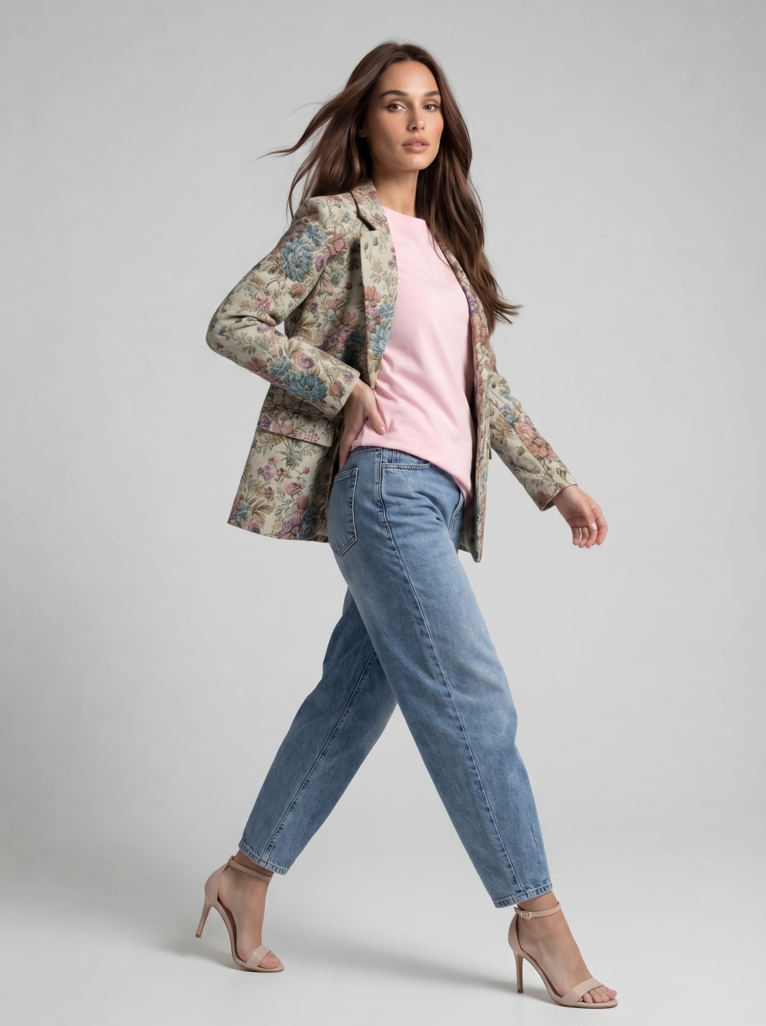 Giacca Vittoria monopetto fantasia -verde donna