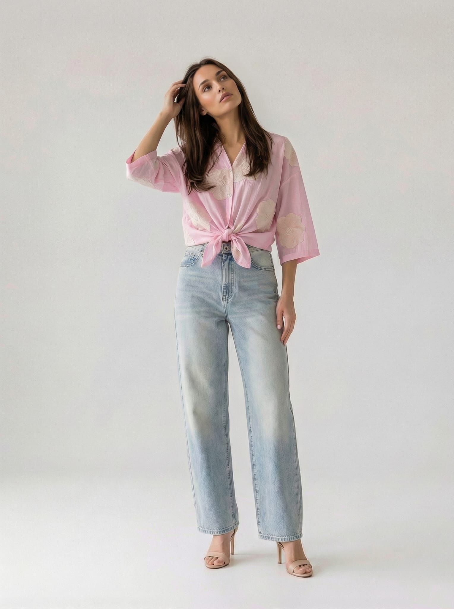 Camicia Dalia con ricamo- Rosa donna