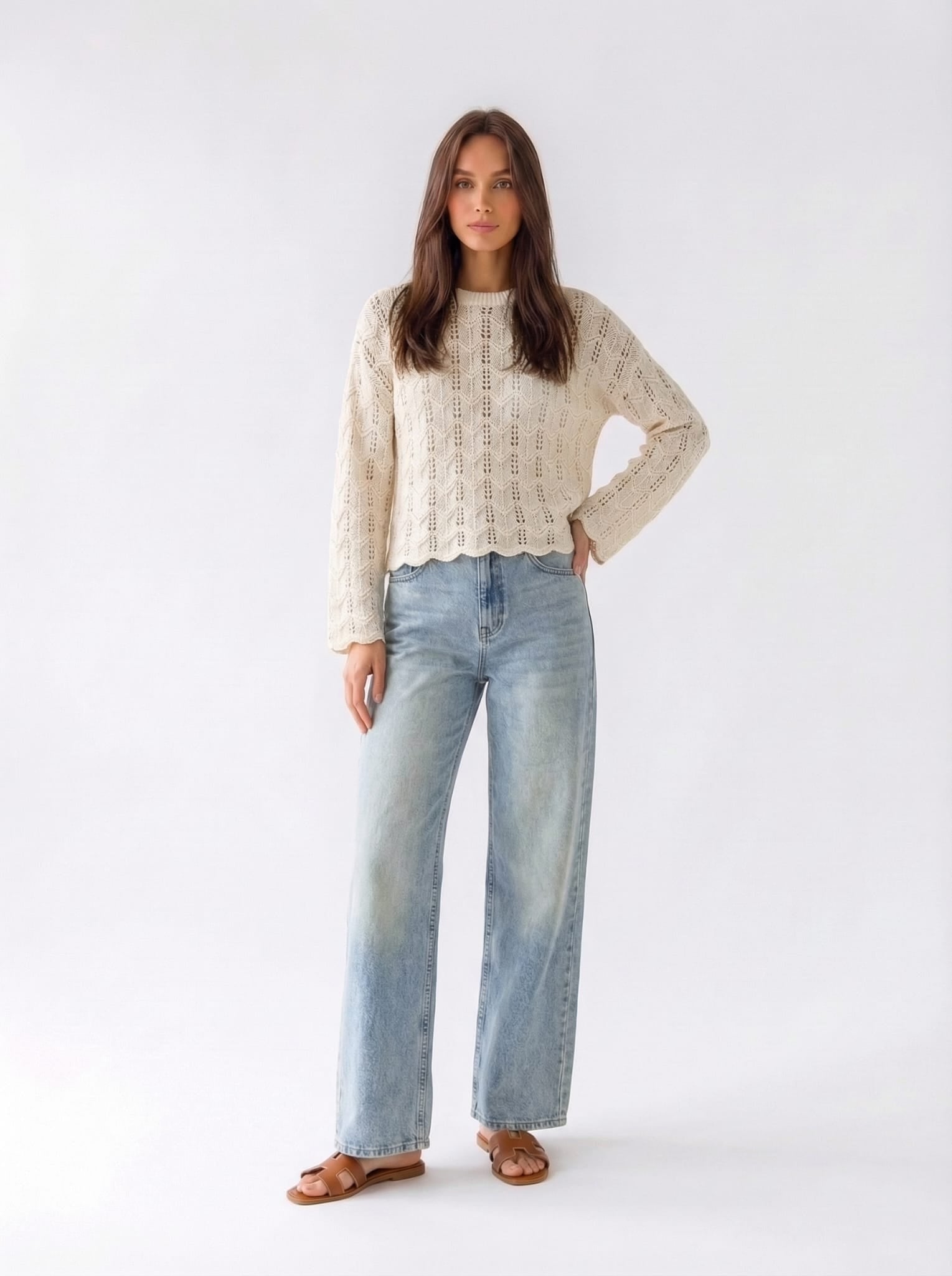 Pull Edera traforato - Burro donna