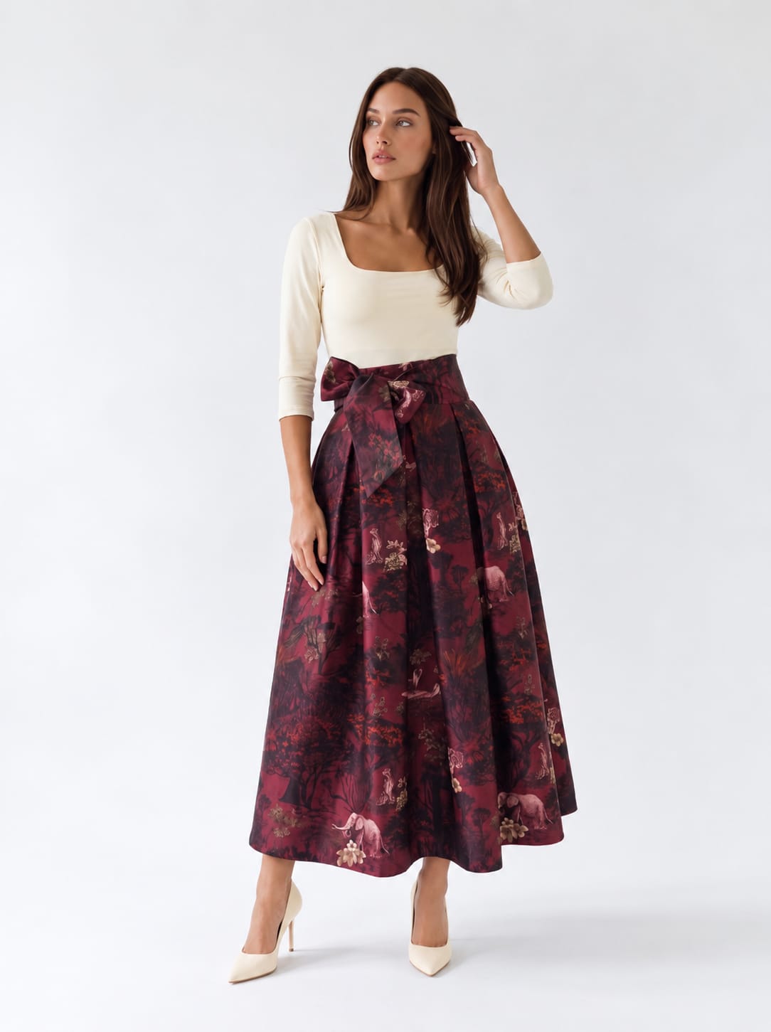 Gonna Solmira – Bordeaux Multicolor Gonna donna