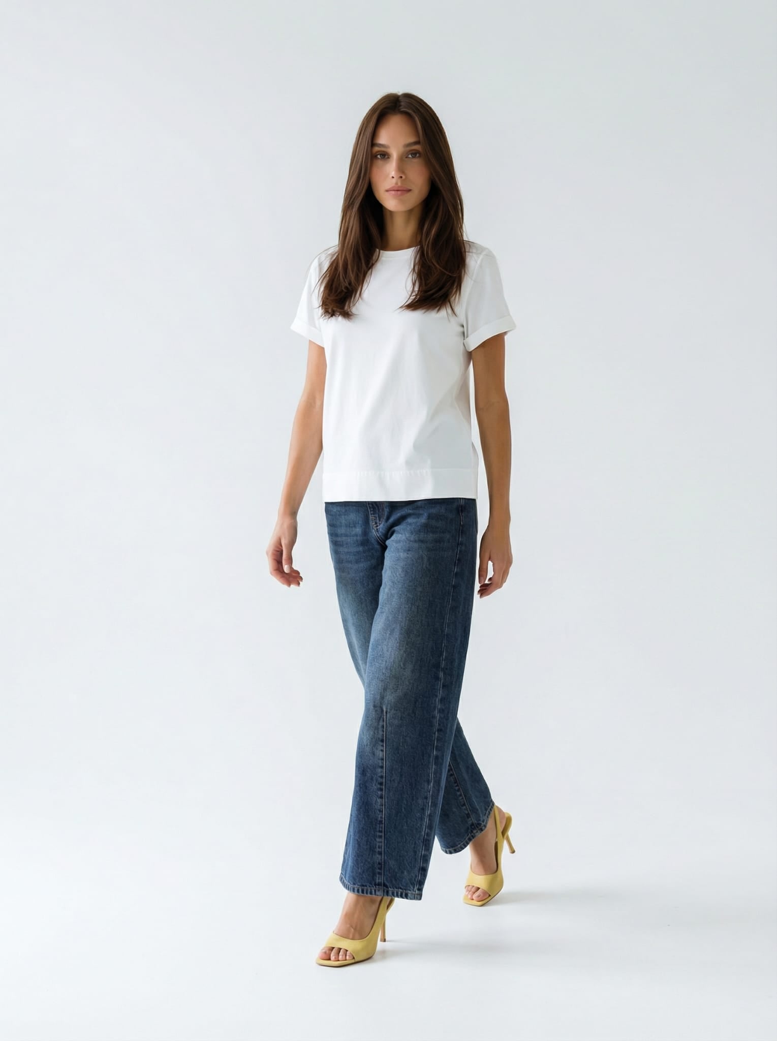 T-shirt Nina basica in cotone stretch – Bianco donna