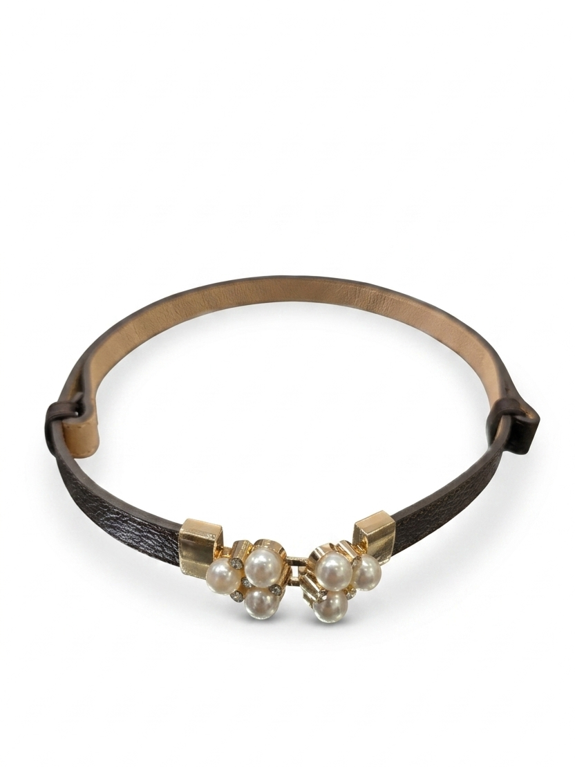 Cintura Perla in vera pelle con fibbia gioiello donna