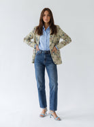 Giacca Vittoria monopetto fantasia -blu donna