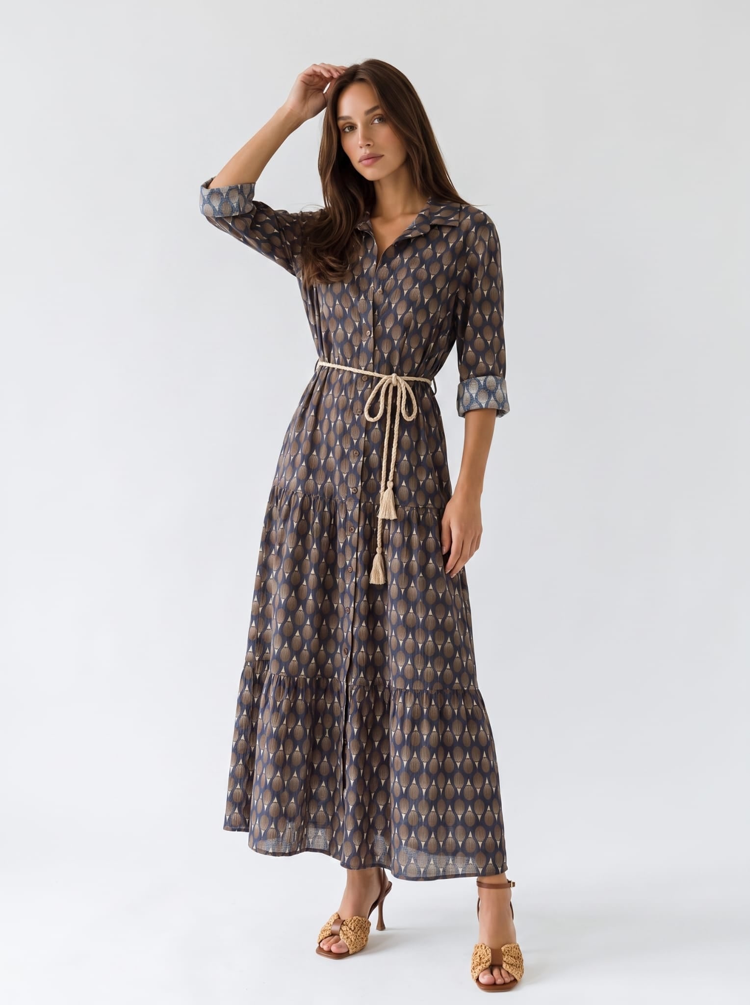 Abito Florelle chemisier in mussola - Blu a fantasia donna