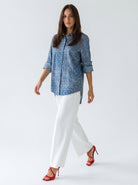 Camicia Colette in cotone stampa bandage – denim donna