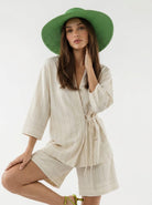 Coordinato Isidora - Burro riga verde donna