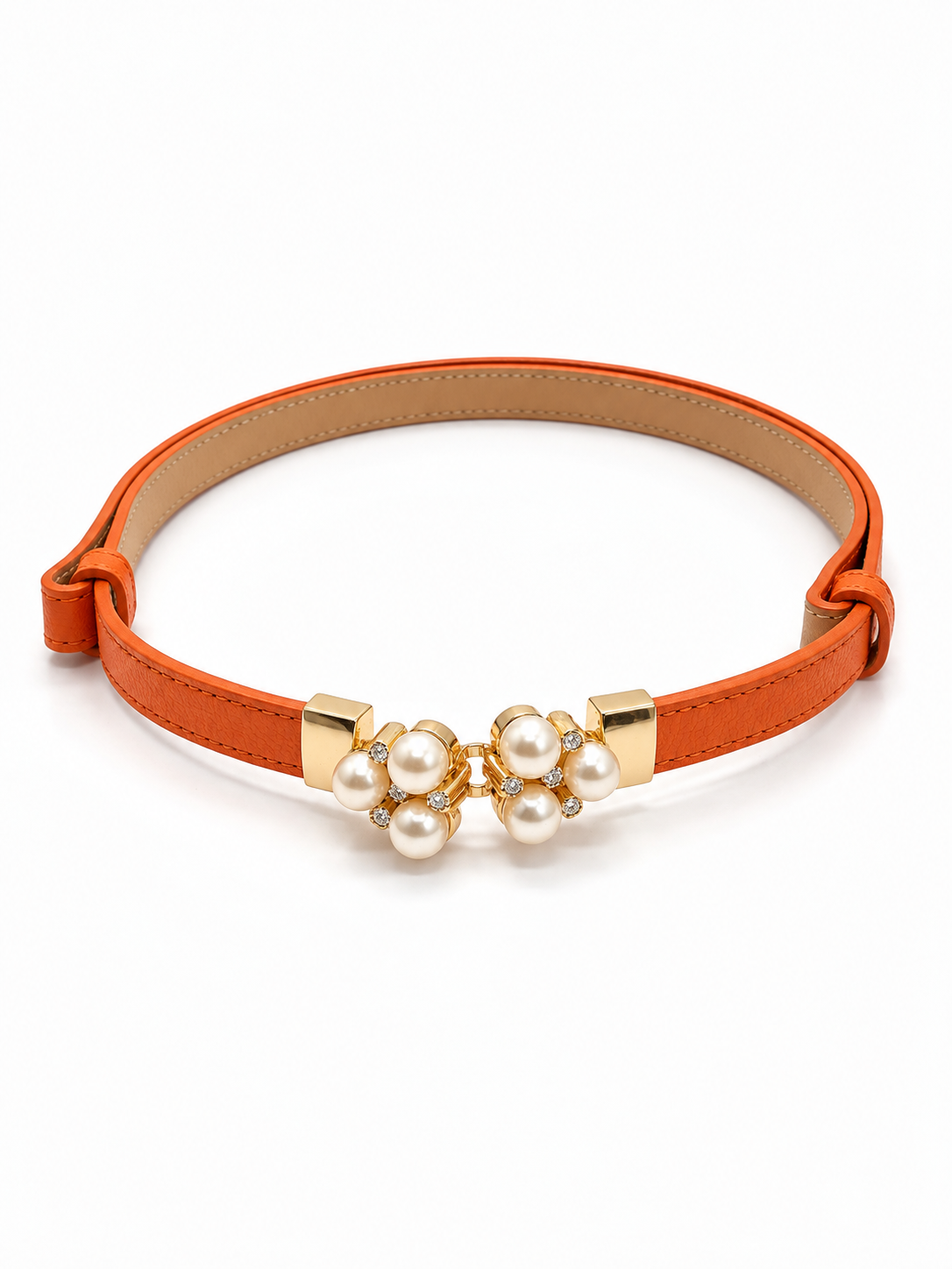 Cintura Perla in vera pelle con fibbia gioiello donna