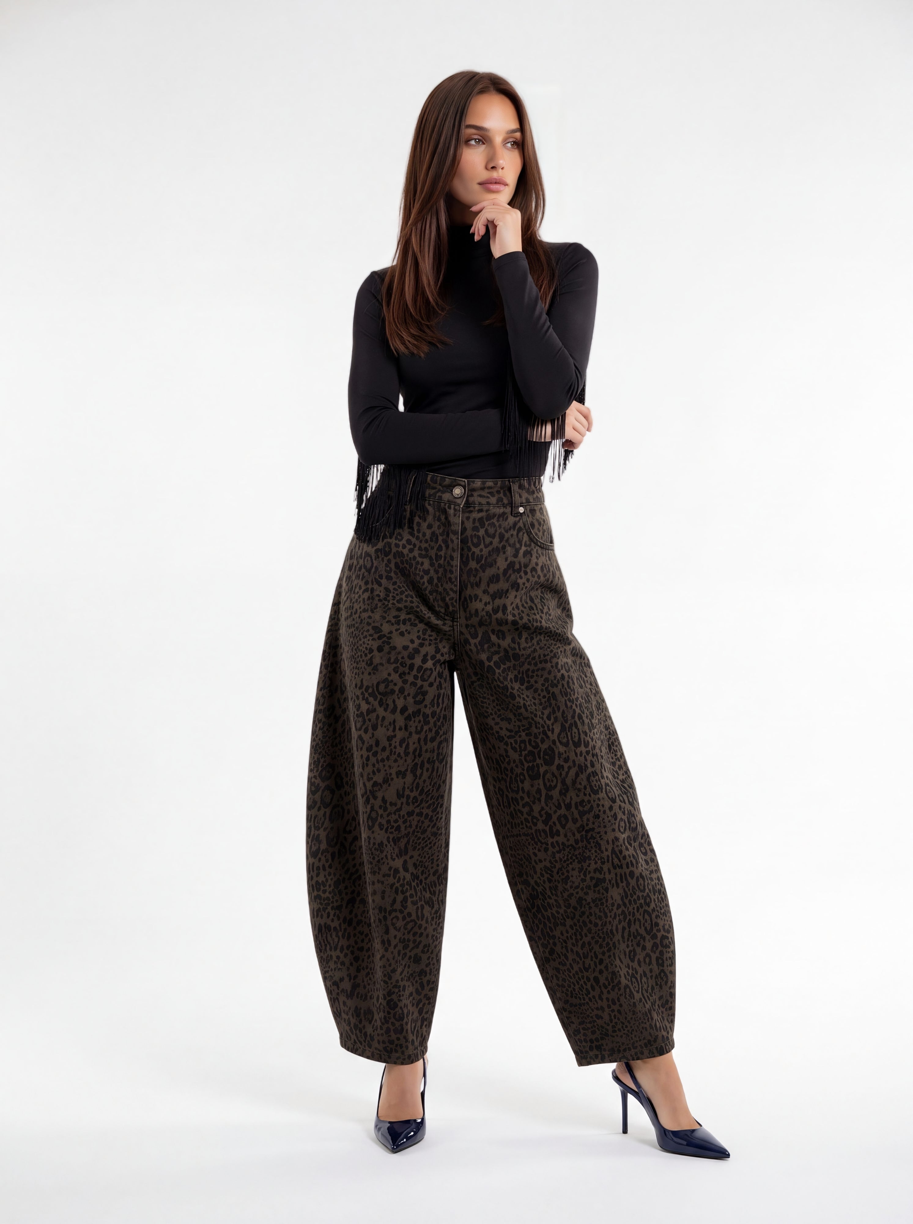 Pantalone Floriane – Animalier Verde Pantalone donna