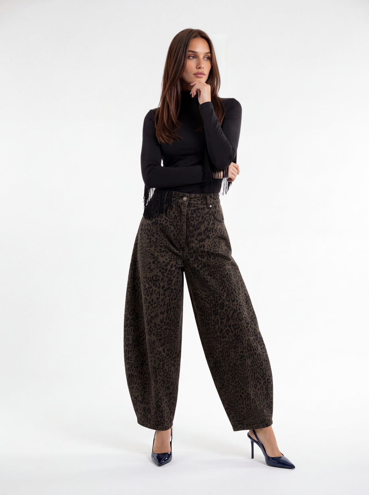 Pantalone Floriane – Animalier Verde Pantalone donna