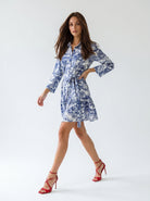 Abito Florelle midi - Toile de jouy blu donna