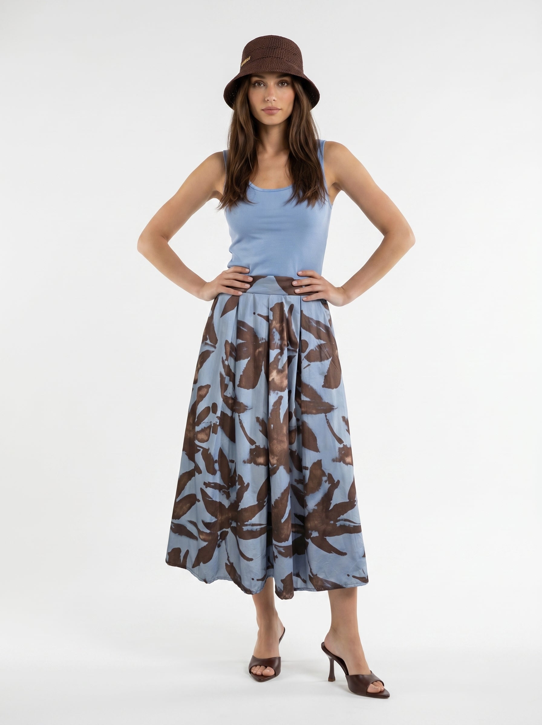 Gonna Fiora - Azzurro marrone donna