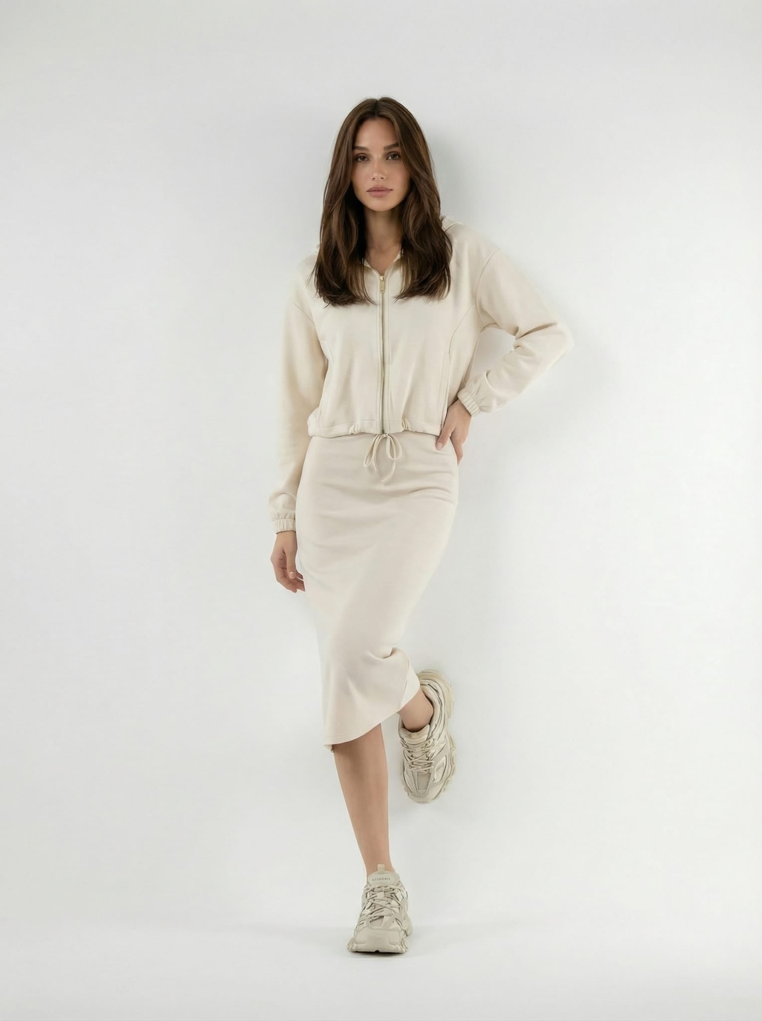 Felpa Alba con cappuccio – Beige donna