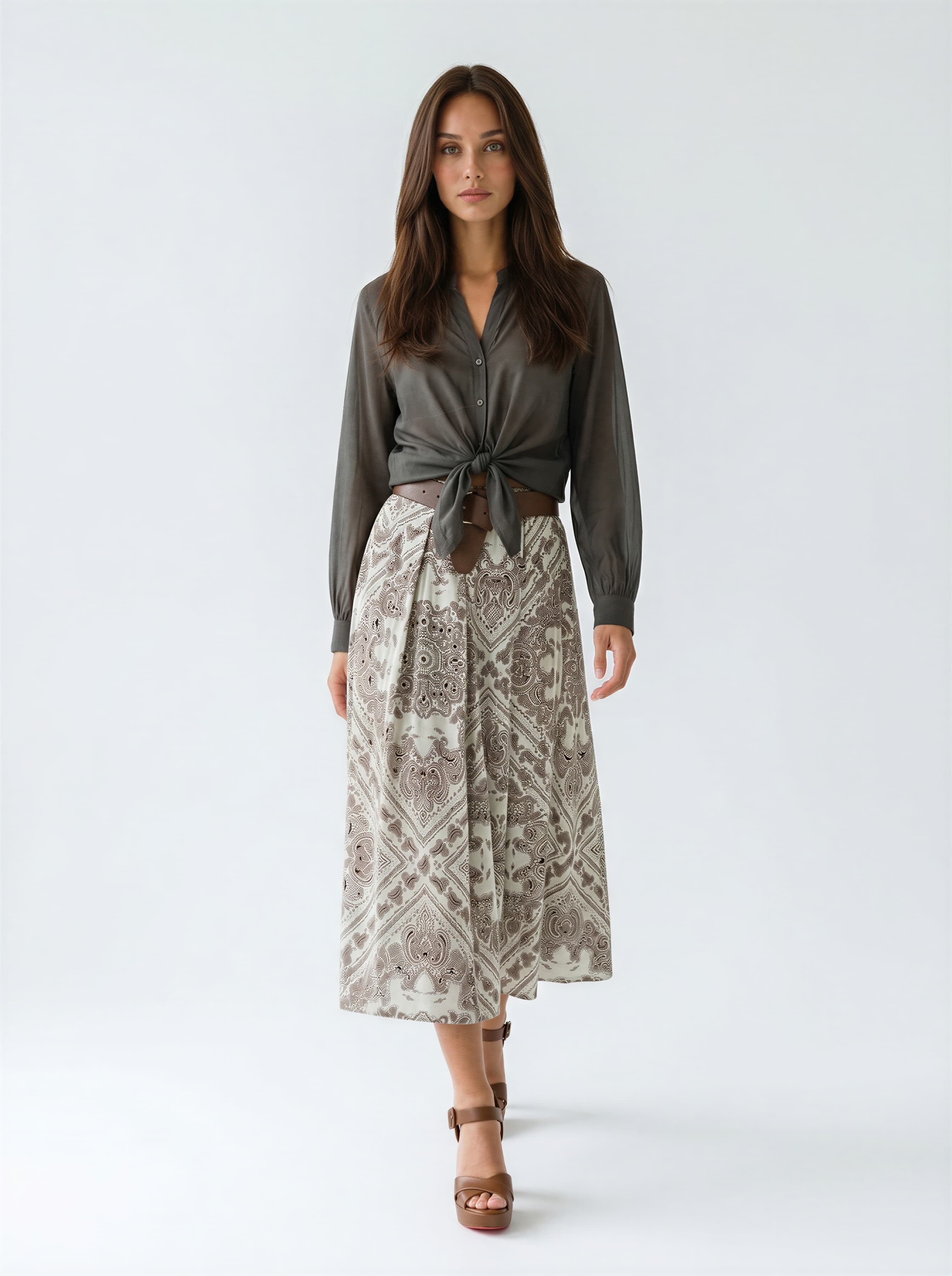 Gonna Delia stampa etro - Marrone donna