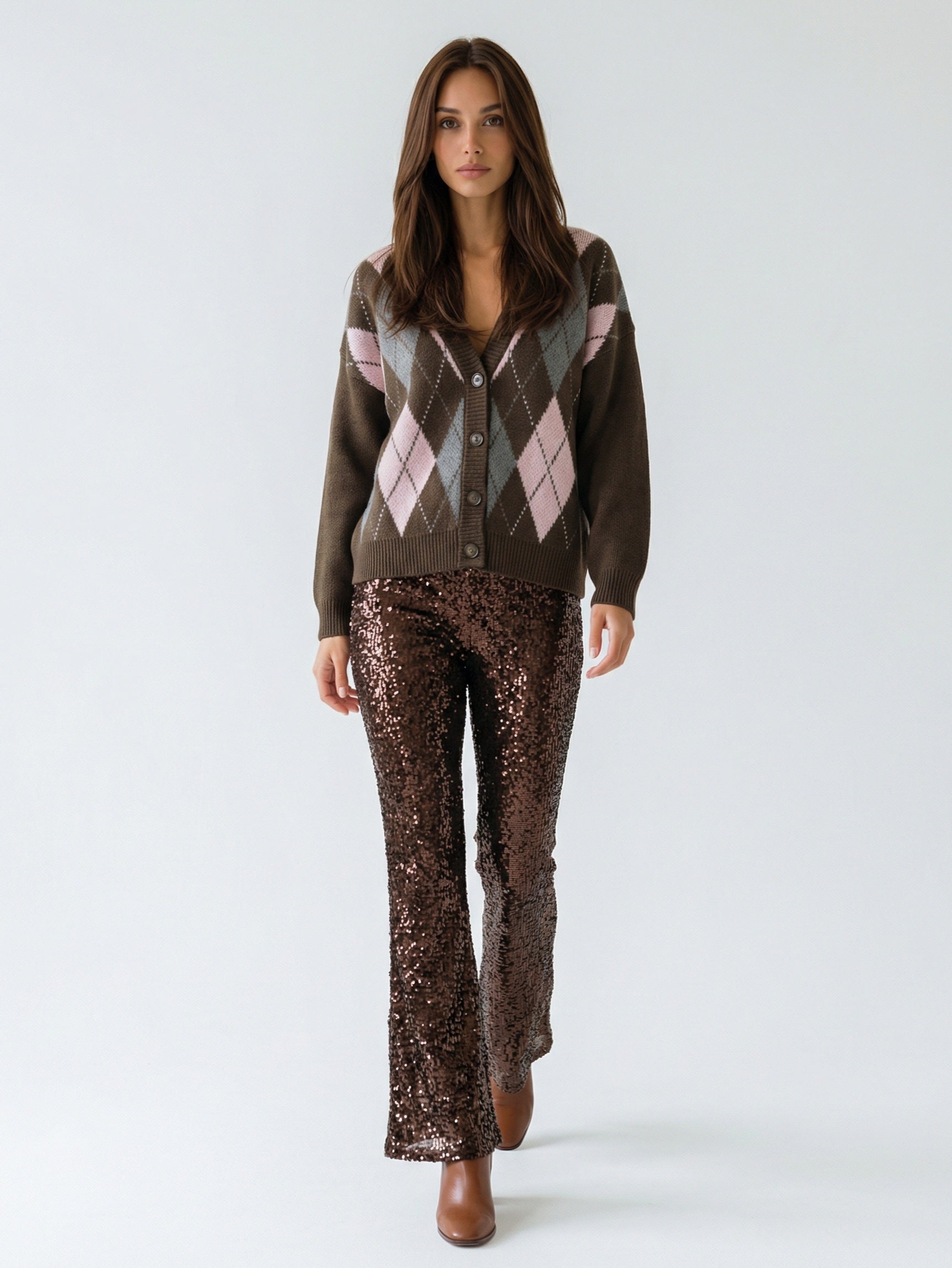 Pantalone Peonia - paillettes marrone donna