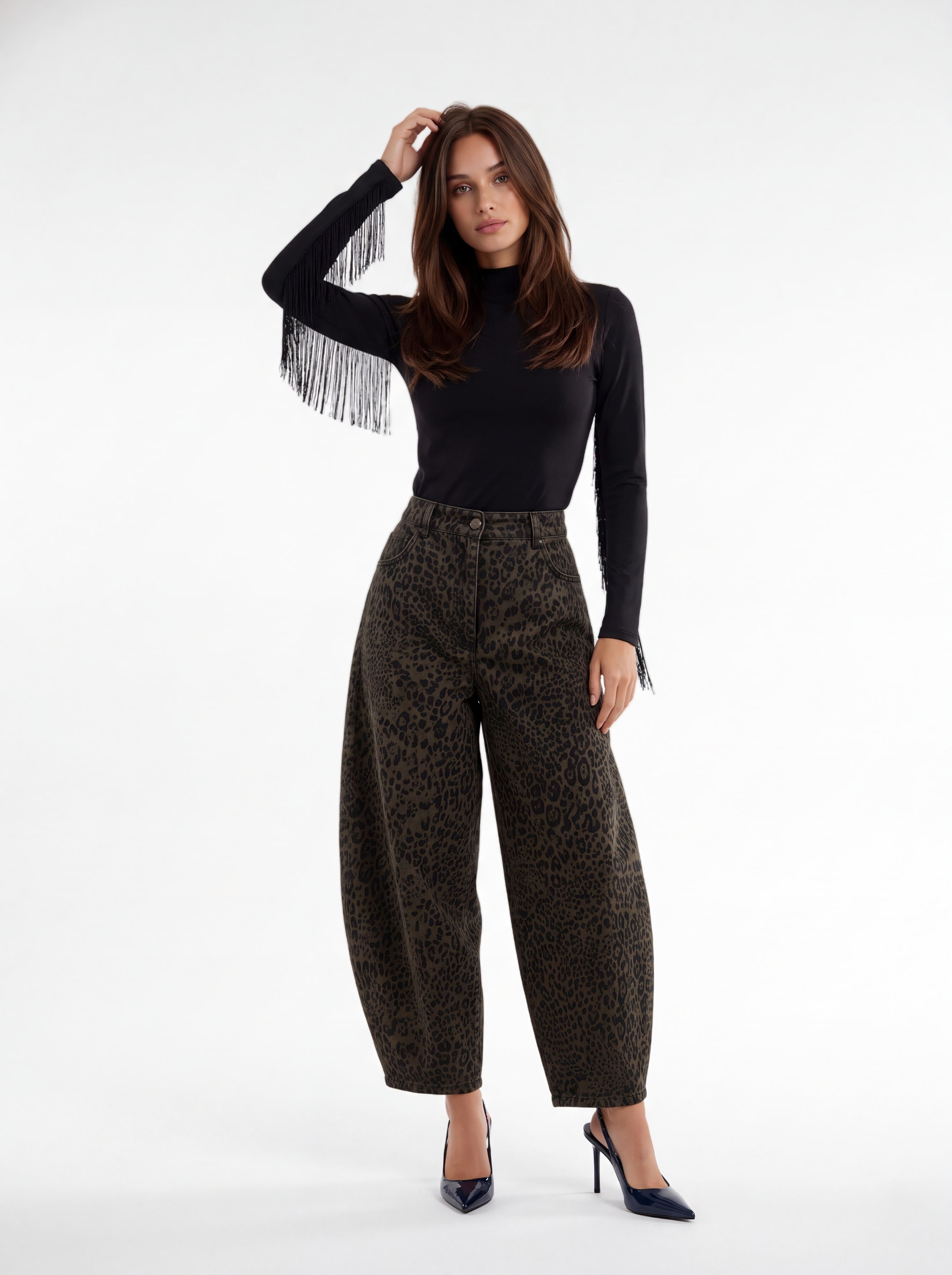Pantalone Floriane – Animalier Verde Pantalone donna