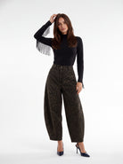Pantalone Floriane – Animalier Verde Pantalone donna