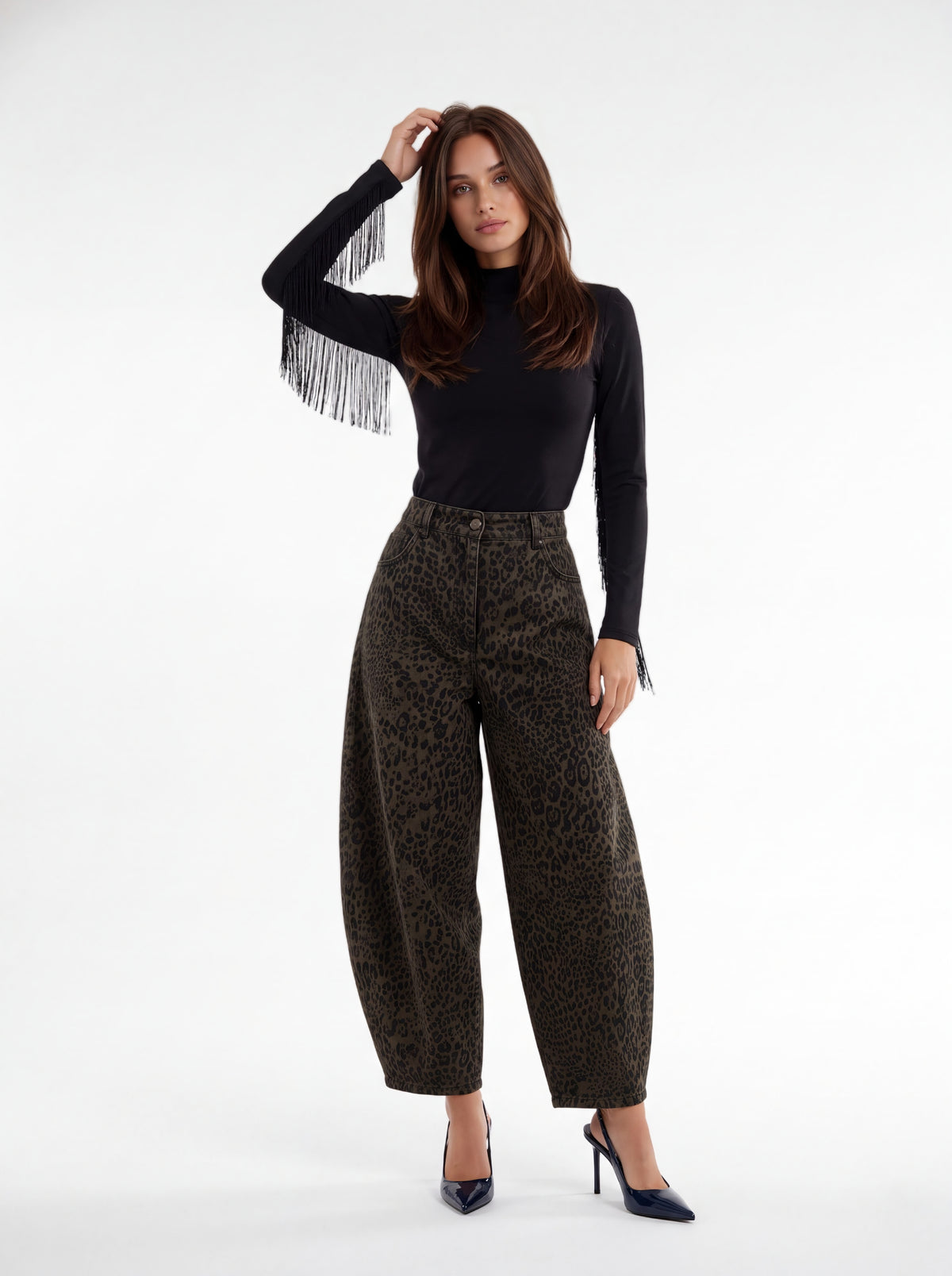 Pantalone Floriane – Animalier Verde Pantalone donna