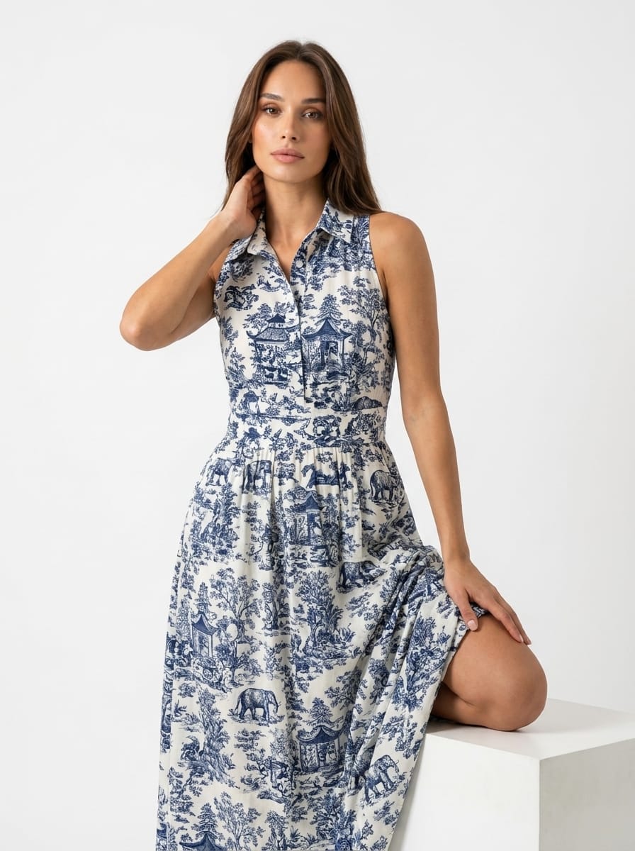 Abito Fiordaliso - Toile de jouy Blu donna